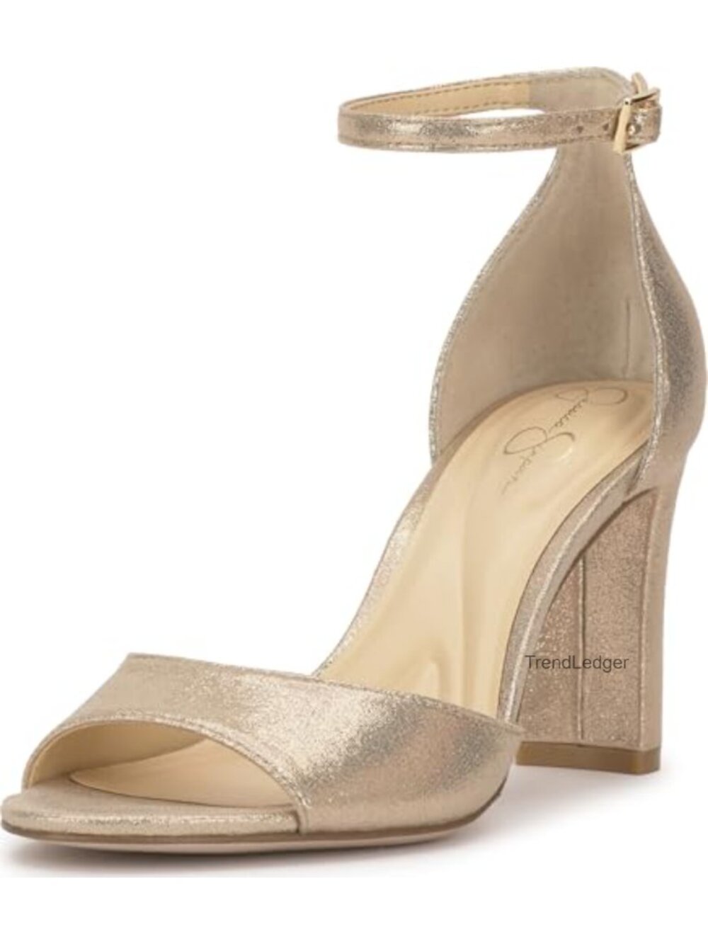 Faux Leather Block Heel Ankle Strap Sandals